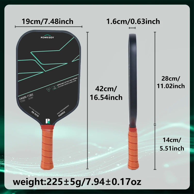 Premium Toray T700 Carbon Fiber Pickleball Paddle | with 16mm Core Thickness PP Honeycomb Core Suitable for Advanced Players