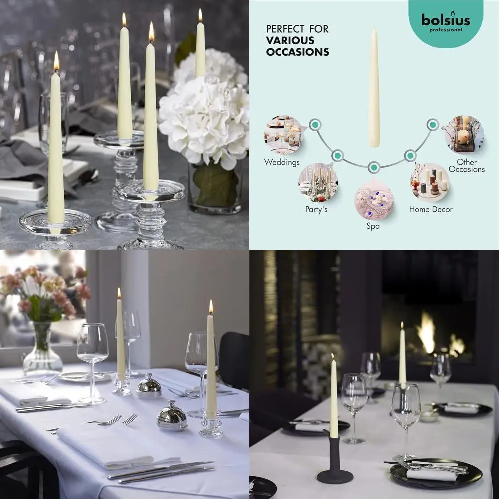 

Набор из 60 конических свечей цвета слоновой кости (10 штук в упаковке) - 8 часов горения - Премиум-качество, европейские, без запаха, для дома, ресторанов, свадеб, праздничного декора