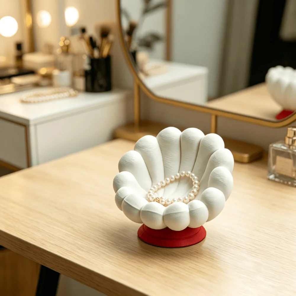 Decorative Shell petal Storage Tray Multifunctional Headphone Jewelry Key Storage Rack Elegant Desktop Dressing Table Decoration