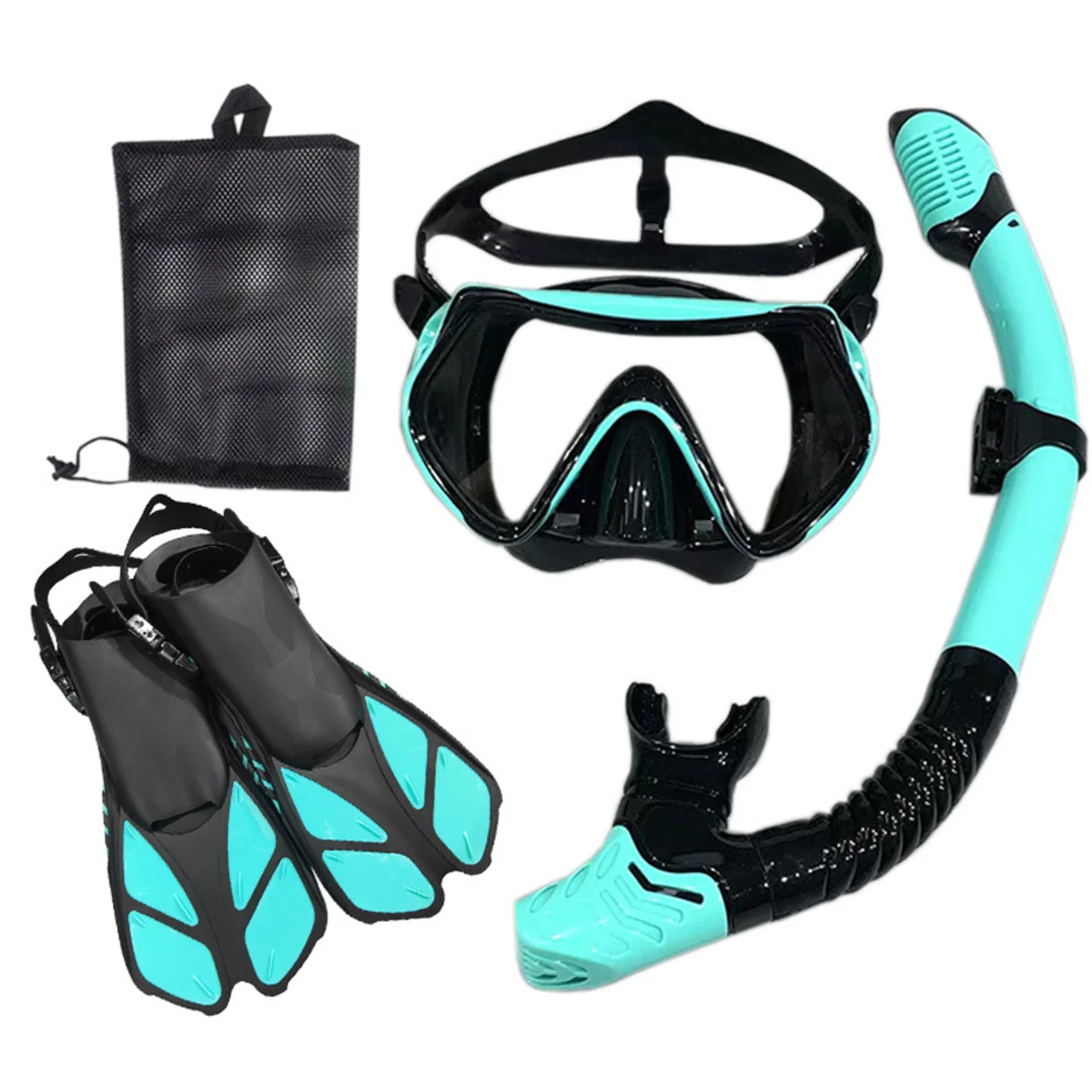 

3 - Pieces Set For Snorkeling , Diving Mask / Breathing Tube / Adjustment Flippers Fins , Men Women Beach Combing Swimming