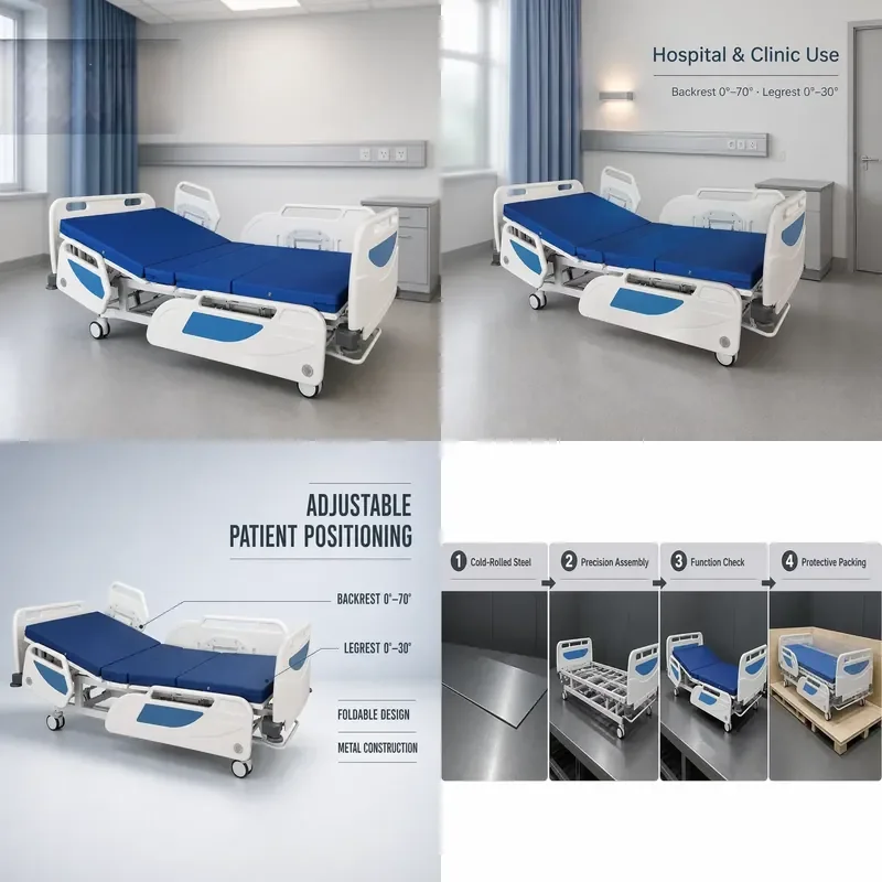 for High Quality Factory Wholesale Two Function Manual Metal Folding Adjustable Hospital Bed Suitable for Hospital Clinic Use