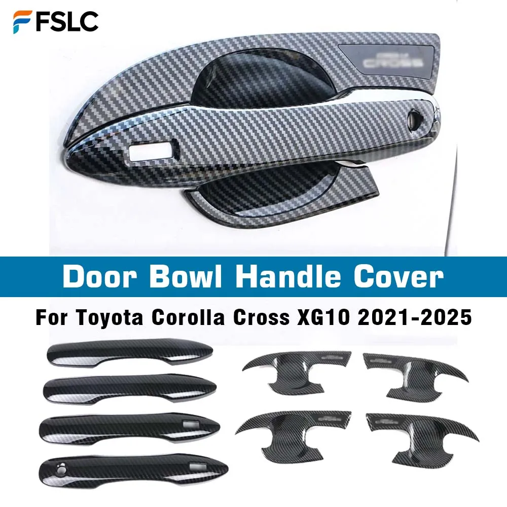 

⭐Genuine⭐ Car Decoration Door Bowl Handle Cover For Toyota Corolla Cross XG10 2021-2025 Carbon Fiber Chrome Silver Accessories