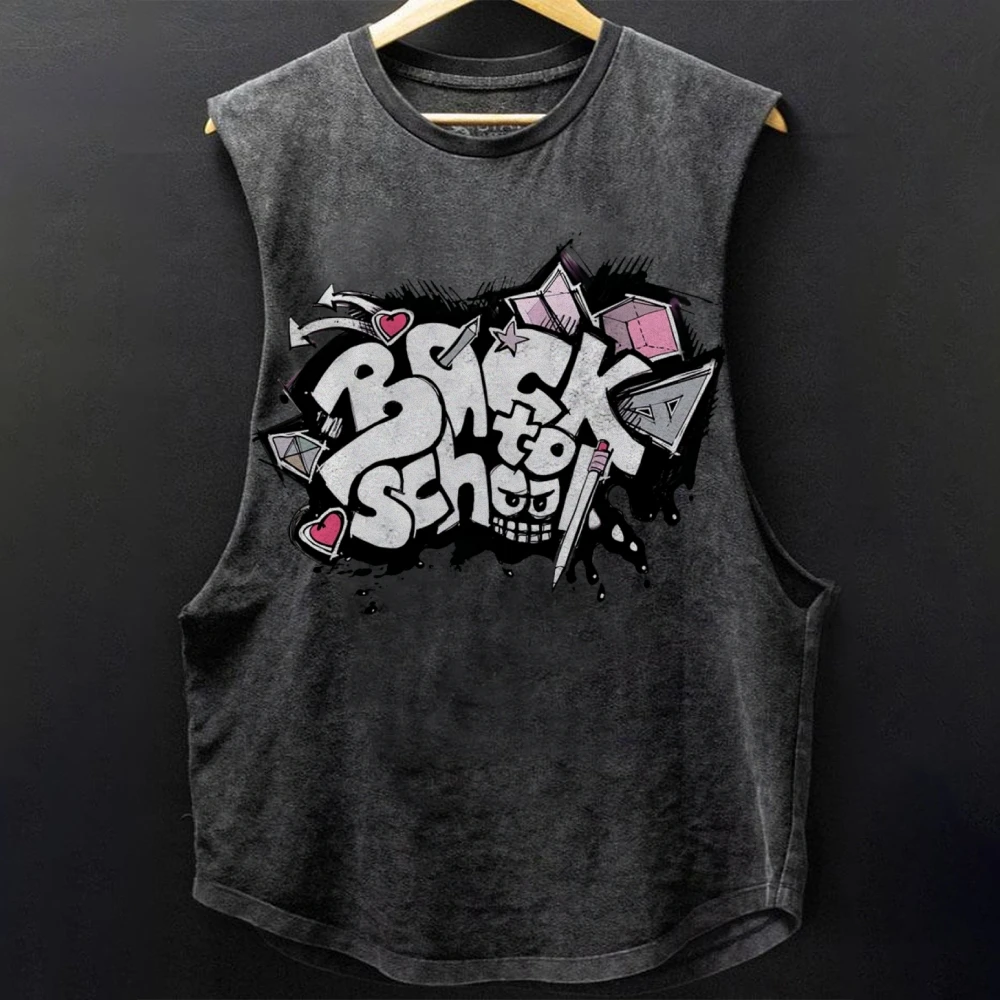 

Back to School Vibes Y2k Tee, Graffiti Stylish Summer Tank Top, Causal School Teacher Shirt, Trendy Tank Top, Teacher Gift