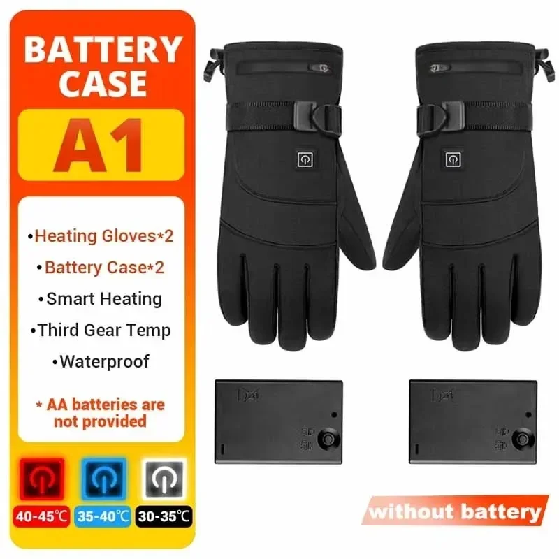 Winter Waterproof Electric Heated Gloves Touch Screen 3 Heating Modes Warm Gloves for Skiing Motorbike Racing Riding Men Women