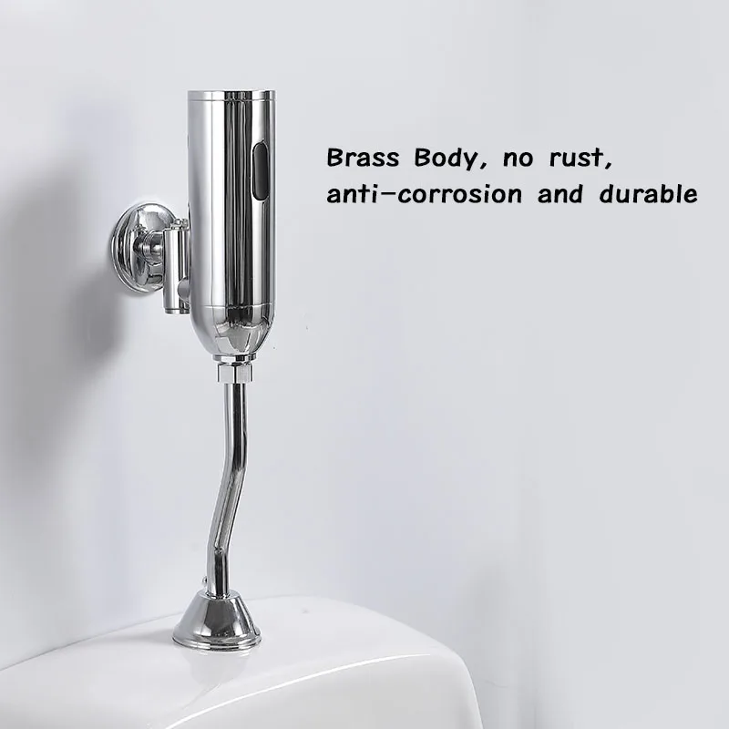 Hotel Water Saving Auto Sensor Urinal Flush Valve Wall Mounted Chrome Polished Brass DC 6V Sensor Urinal Flusher ZR1029