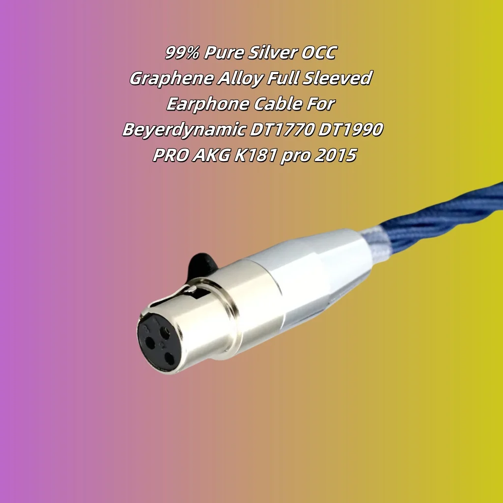 Beyerdynamic DT1770 DT1990 PRO AKG K181 pro 2015 8574 용 99% 순수 실버 OCC 그래핀 합금 풀 슬리브 이어폰 케이블