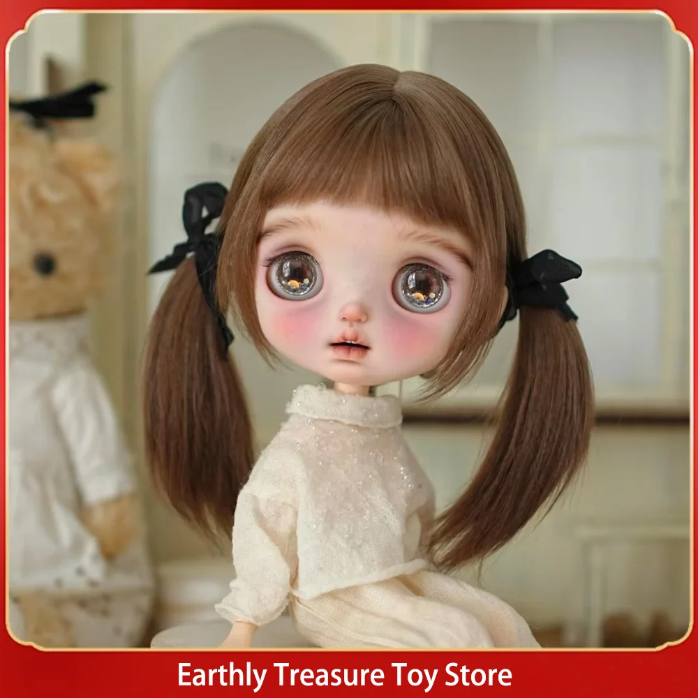 Blythe Doll Wig Bjd Wig 6 Inch Doll Wig Full Bang Roman Curls High Temperature Silk Fit 24.5-26.5cm Head Circumference Gift