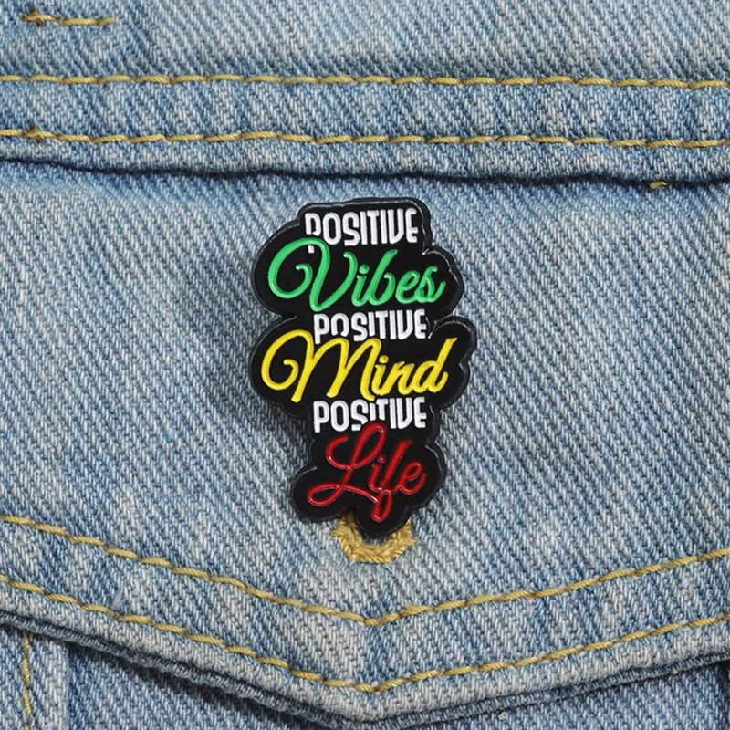 Brooch Custom Remain Optimistic Pines Lapel Badges Jewelry Gift for Friends POSITIVE Vibes Mind Life Enamel