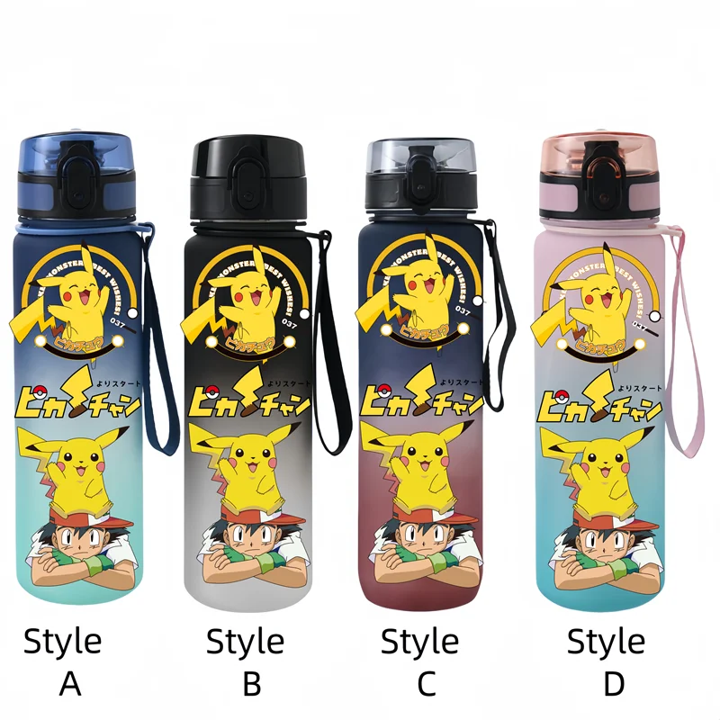 Pokémon 650ml Fitness and Sports Direct Drinking Plastic Anti-drip Water Bottle Pikachu Eevee Children and Students Capacity