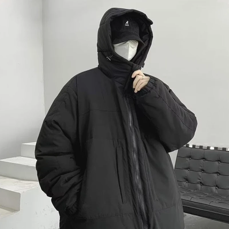 Koreaanse stijl Parakas Effen losse opstaande kraag Zakken All-match Warm Comfortabel Mode Eenvoudig Vrije tijd Dagelijks Chic Mannelijke kleding