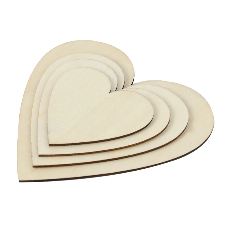 5Pcs Unfinished Wooden Hearts Blank Wood Slices 8/10/12/15cm DIT Hanging Pendant Painting Wood Pieces Wedding Embellishments