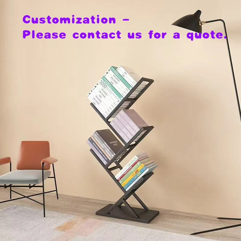 custom.Modern Simplicity Bookshelf 4 Tier Metal Bookcase Floor Standing Book Storage Rack Display Books Utility Study Ro