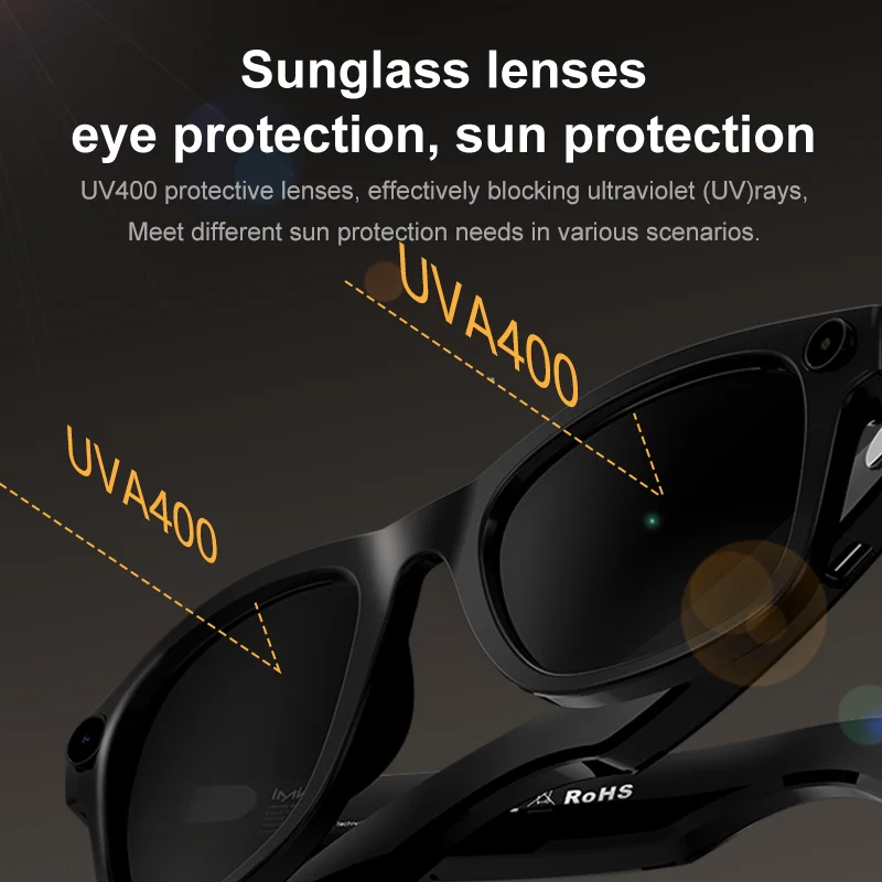 IMIKI AI Smart-Brille mit 8 MP Kamera, Videoaufzeichnung, über 100 Sprachen, Übersetzung, Sonnenbrille, Bluetooth-Anruf, Musikwiedergabe, Männer und Frauen