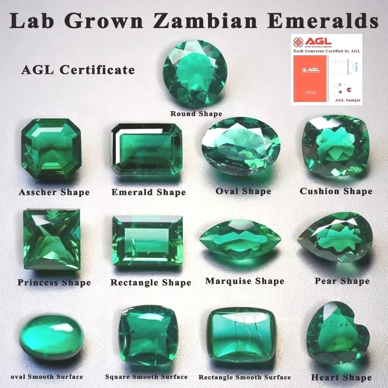 

Выращен в лаборатории Бэмбиан Изумруды Гидротермальная ручная резка Различные формы с трещинами включения внутри выбору Сертификат AGL