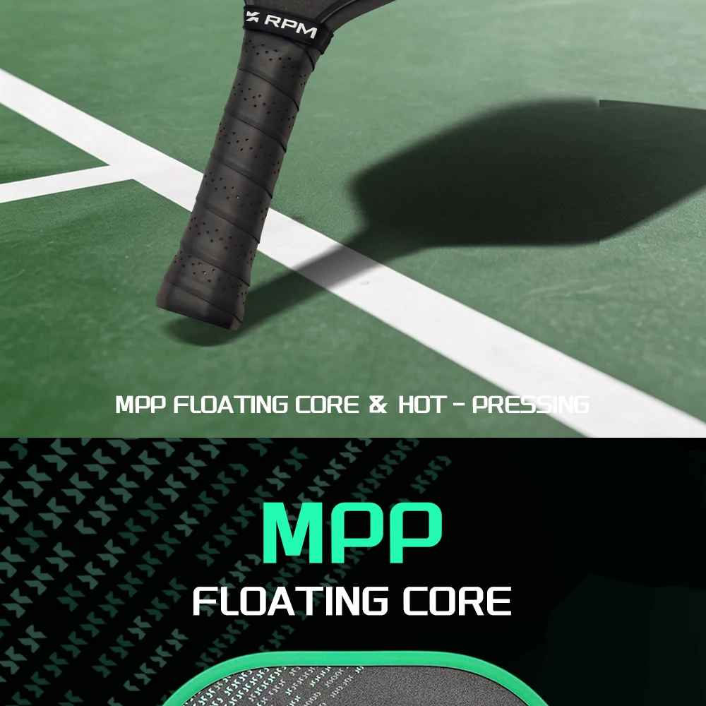 RPM Jade Thermogeformter Pickleball-Schläger mit Karborund-Oberfläche und MPP-Schaumkern für Verbesserten Spin, Geeignet für Fortgeschrittene Spieler – Detail 3