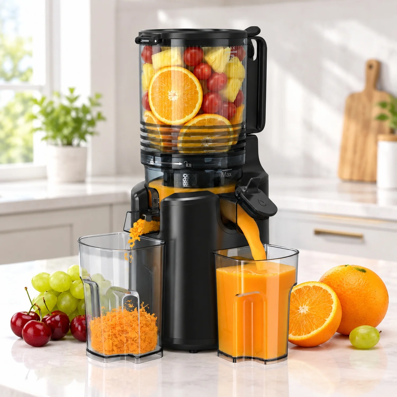 Cold Press Juicer with 6 in. Wide Feed Chute, Slow Masticating (FBA warehouse)