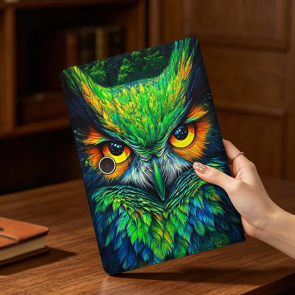 Cool Animal Owl Pattern For OPPO VIVO IQOO OnePlus Realme Pad 3 Pro 13 12.1 11.4 11 inch Pen Tray Tablet Case Soft