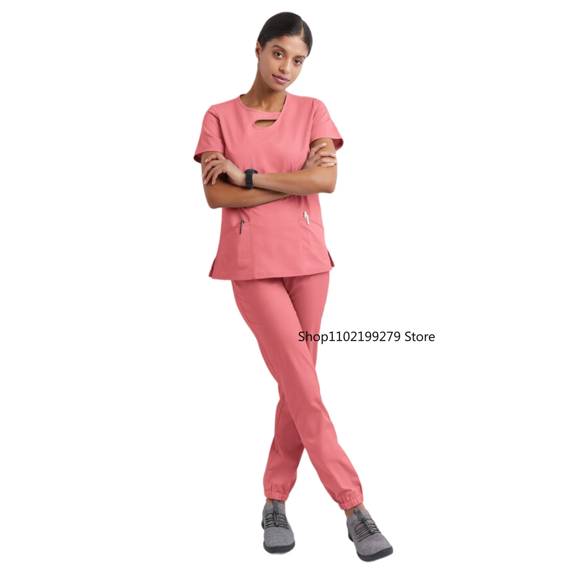 New Design Hospital Scrubs Set Nursing Spandex And Stretch Medical Uniforms Nurse Uniform Fit Scrubs Women Scrubs Sets