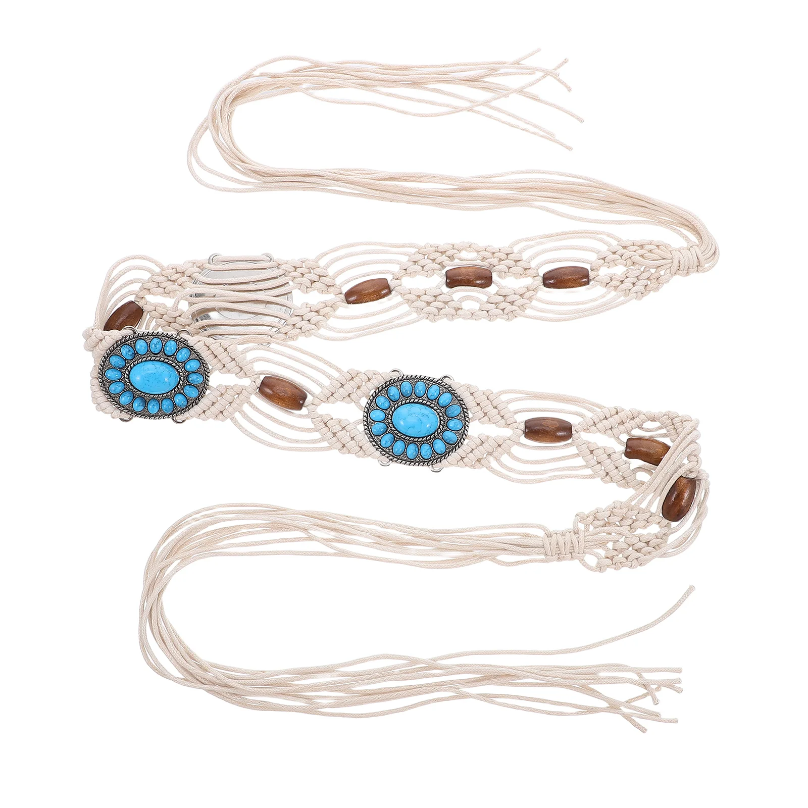 

Bohemian Waist For Women Handwoven Faux Turquoise Beads Adjustable Knot Festival Party Casual Dress Skirt Jeans Vintage Woven