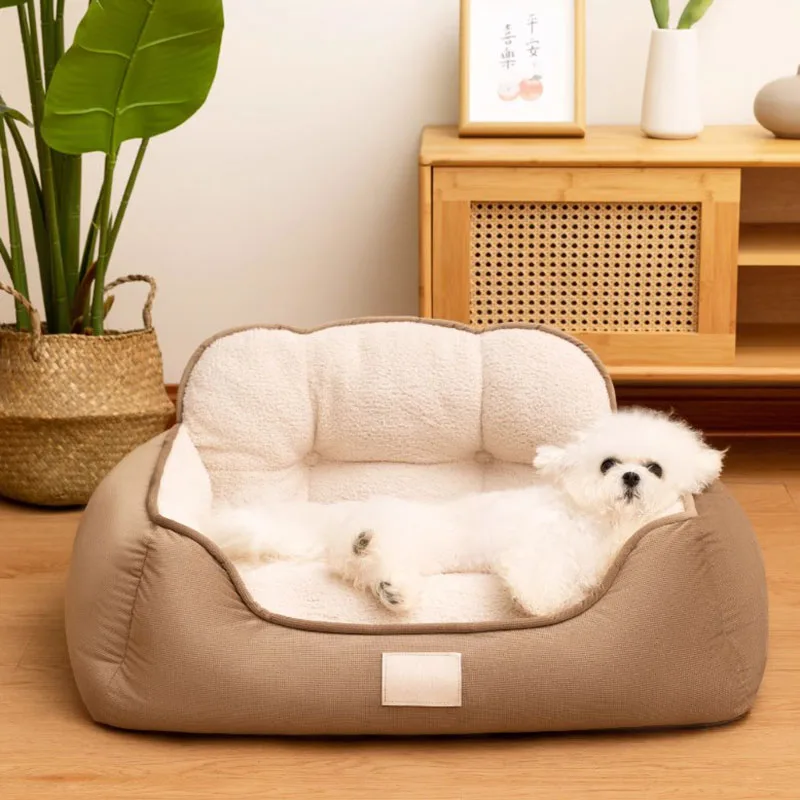 Kawaii Cozy Plush Pet Bed Warm Washable Fluffy Sofa Toys Medium Dog Bed Kennel Indoor Blanket Coussin Pour Chien Accessories