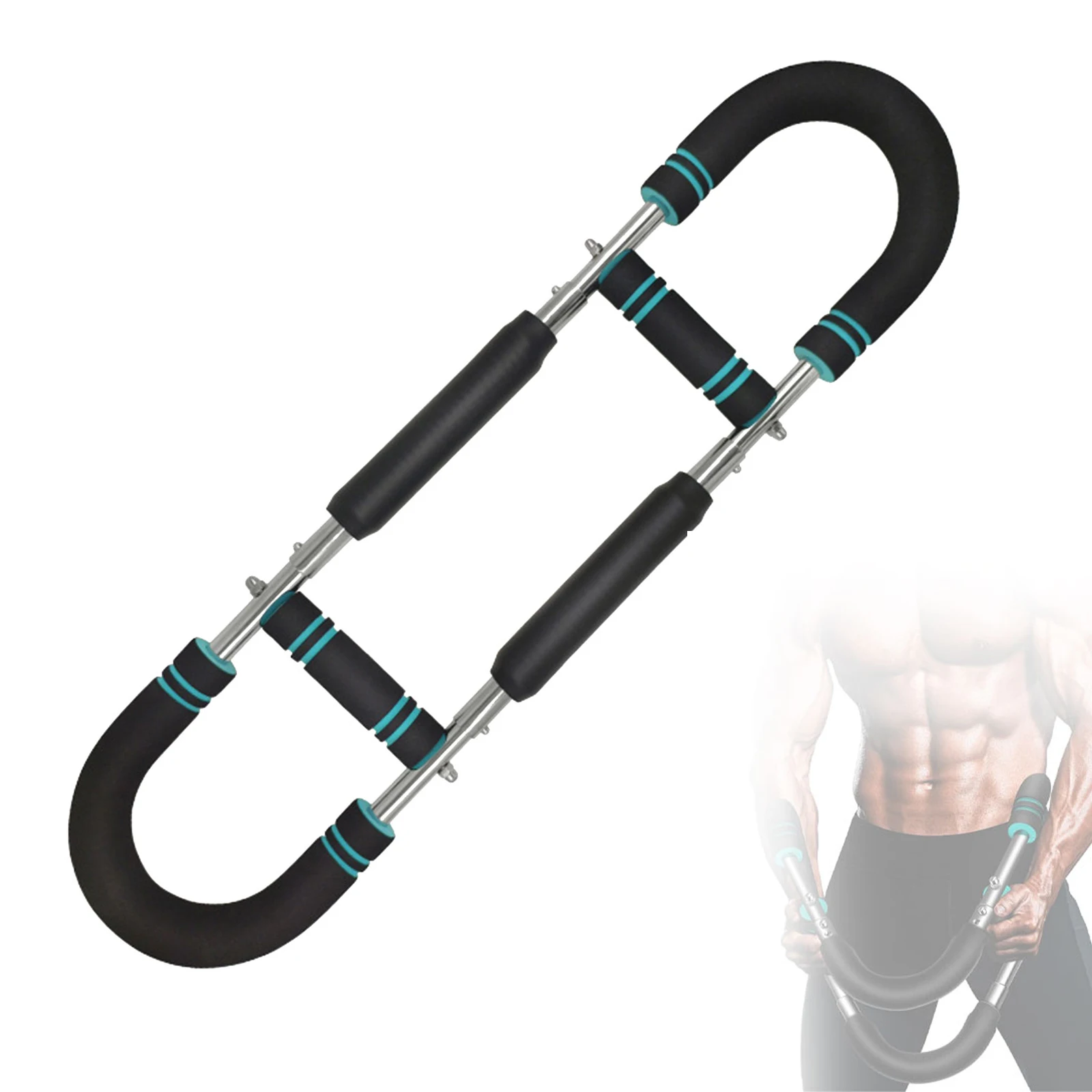 Tragbarer U-förmiger Armtrainer, Feder-Trainingsstange für Unterarme, Heimfitnessgerät mit Schaumstoffgriff