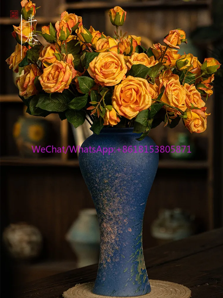 Ceramic vase, fishtail vase, dried flower arrangement, pomegranate rich bamboo hydroponic pottery pot, green plant pot