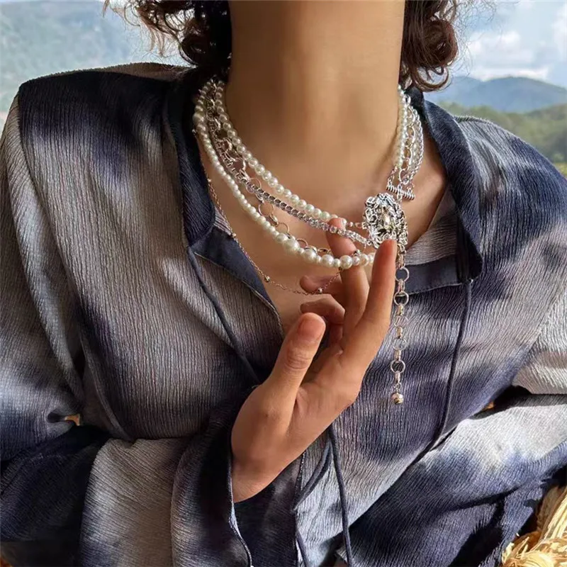 

Elegant Court Style Layered Necklace Fashionable Mosaic Design Choker Bracelet for Women Jewelry for Daily Use Parties Travel