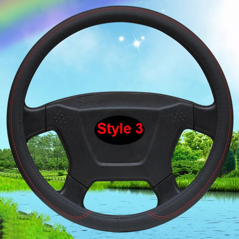 Auto Car Bus Steering Wheel Cover Wrap Volant Blue Red Big Truck Van Lorry For 38 40 42 45 47 50 CM Artificial Leather Non-slip