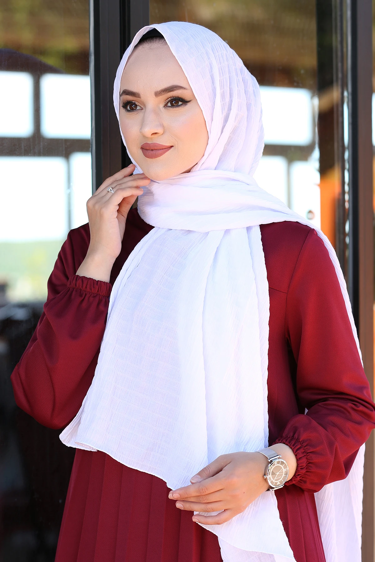 Seedling Shawl E-White Winter Autumn 2021 Muslim Women Hijab headscarf Islamic Turkey