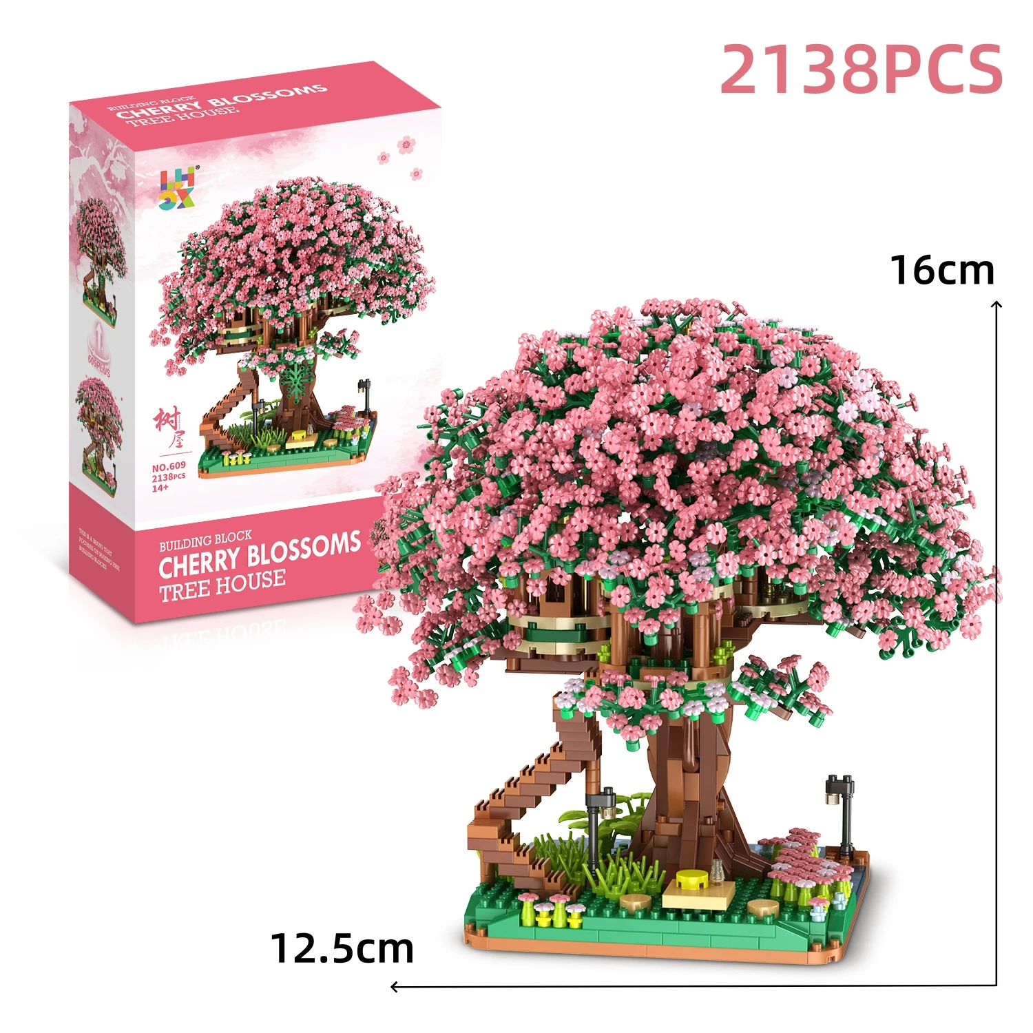 DIY Paarse Romantische Kersenbloesem Bloem Roze Boomhut Assemblage Bouwstenen Klassiek Model Miniatuur Bakstenen Sets Speelgoed Geschenken