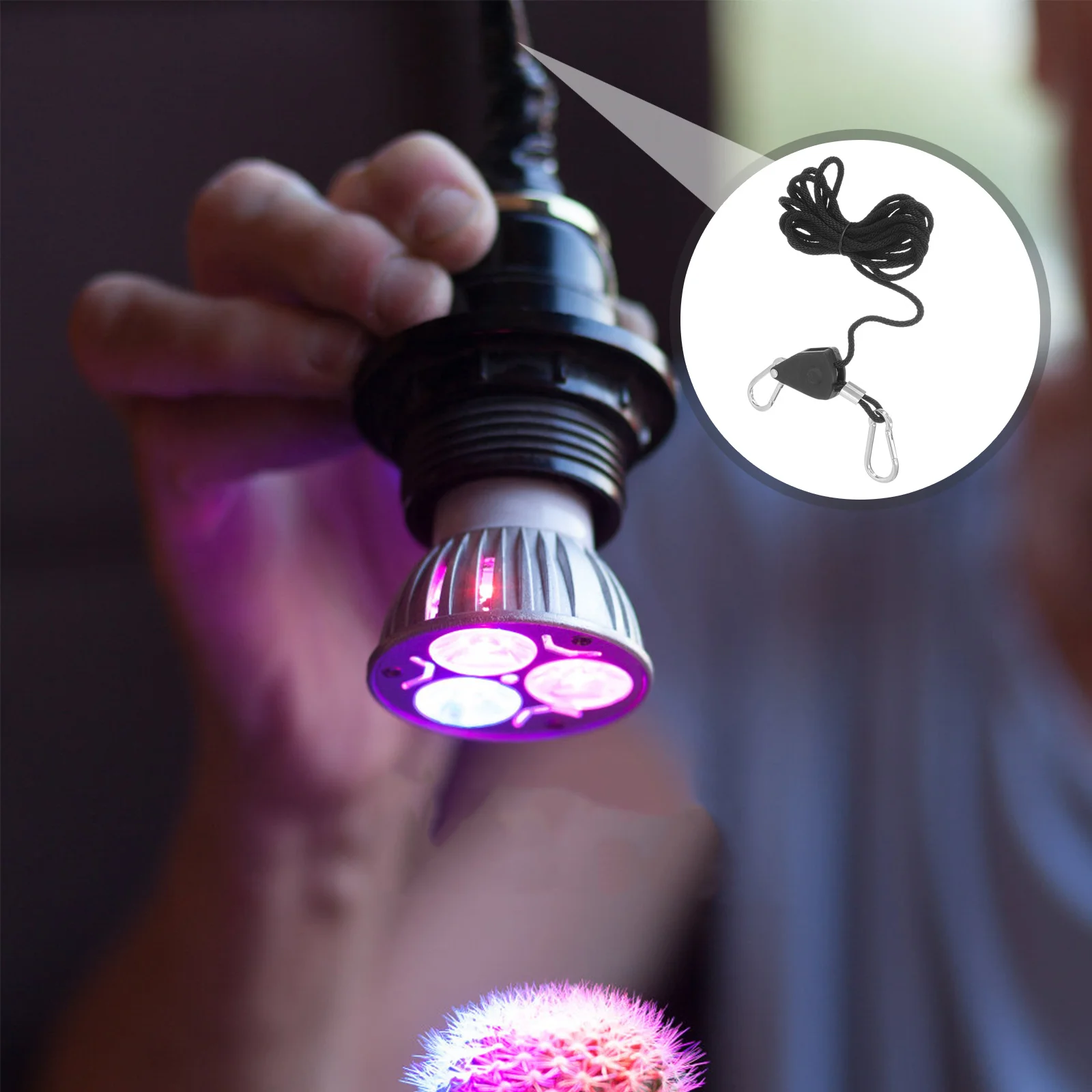 2 個調節可能なヘビーデューティロープハンガー金属内部ギアラチェット育成ライト器具用ハンギングバスケット強化編組