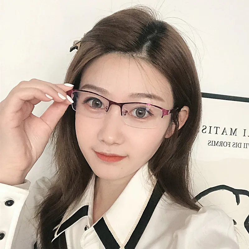 Women Myopia Glasses Ladies Half Frame Anti-blue Light Glasses Men Finished Eyewear -1.0 To -6.0 High Quality Simple and Stylish