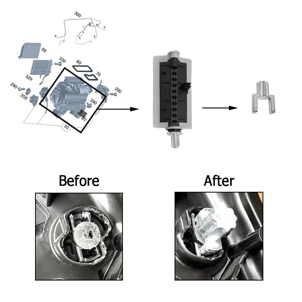 2-teiliges Reparaturset für Heizungs-Luftverteiler, passend für Mercedes Benz W205 W253 C180 E300 GLC260 2058306800   A 2058306800