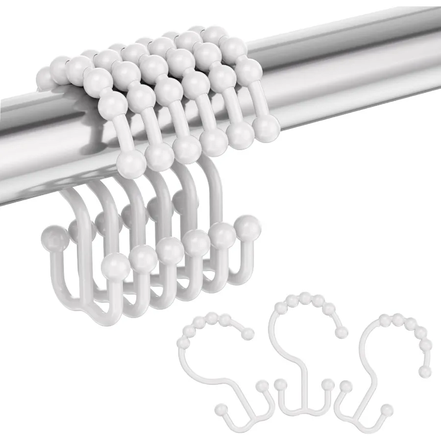 

Пластиковые крючки для занавесок для душа Крючки для занавесок для душа Кольца Двойные крючки для занавесок для душа Крючки для душа для занавески для душа Белый Showe