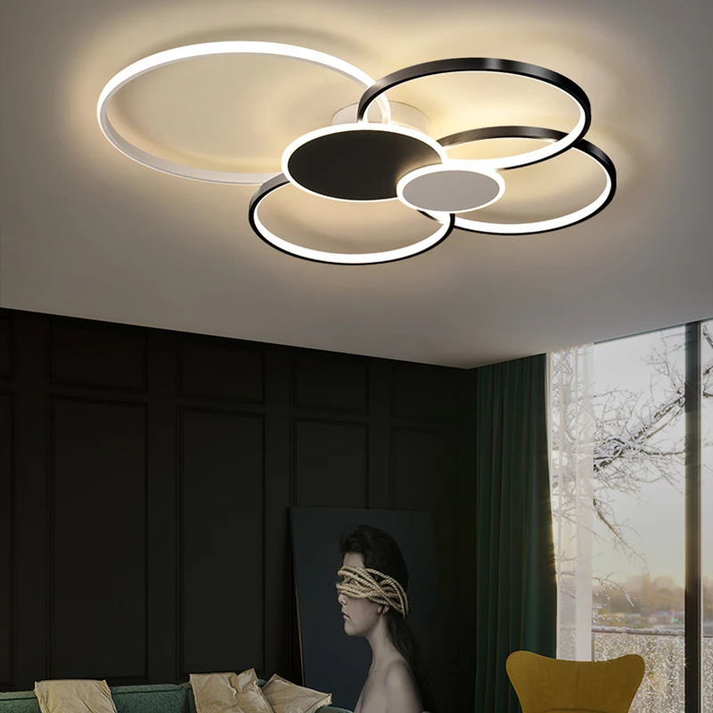 Imagem -05 - Modern Ring Led Ceiling Light Sala de Estar Quarto Jantar Cozinha Lustre Iluminação Decoração Eletrodomésticos