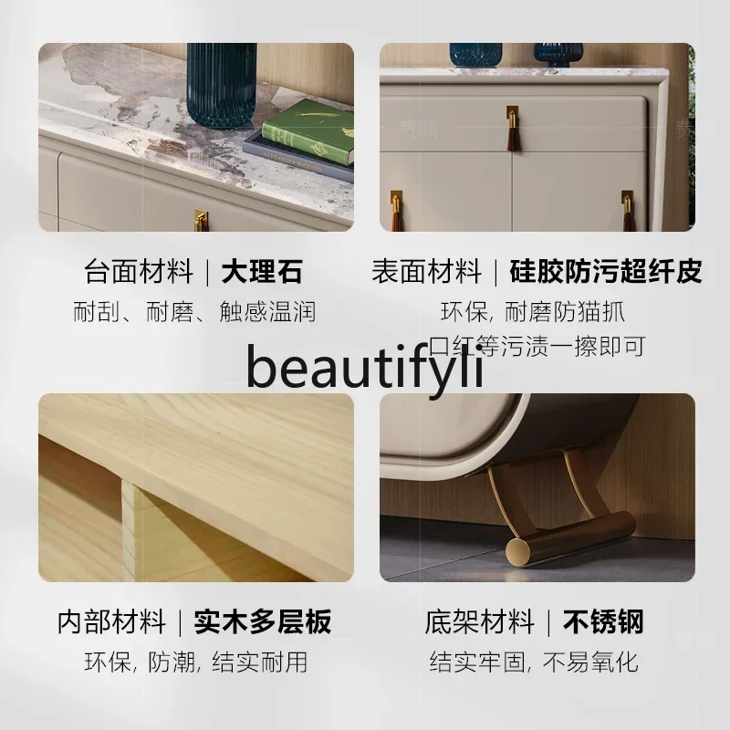 

ssK178 ss25 Light luxury dining side cabinet storage Italian large flat floor marble restaurant senior entrance shoe cabinet