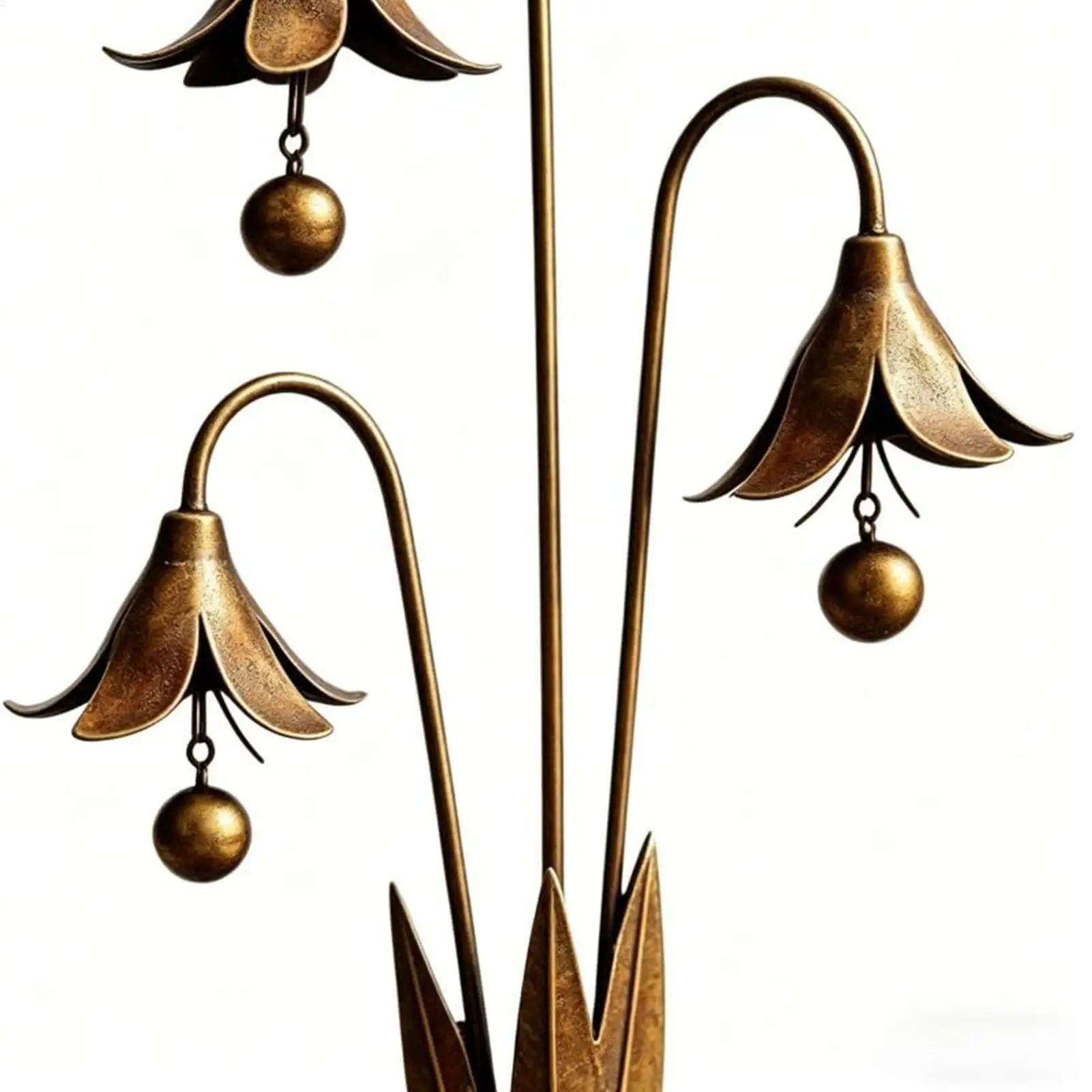 Decorative Garden Stakes With Bell Flower Shape Outdoor Lawn Ornament Metal Yard Art For Outdoor Yard Lawn Pathway Patio Flower