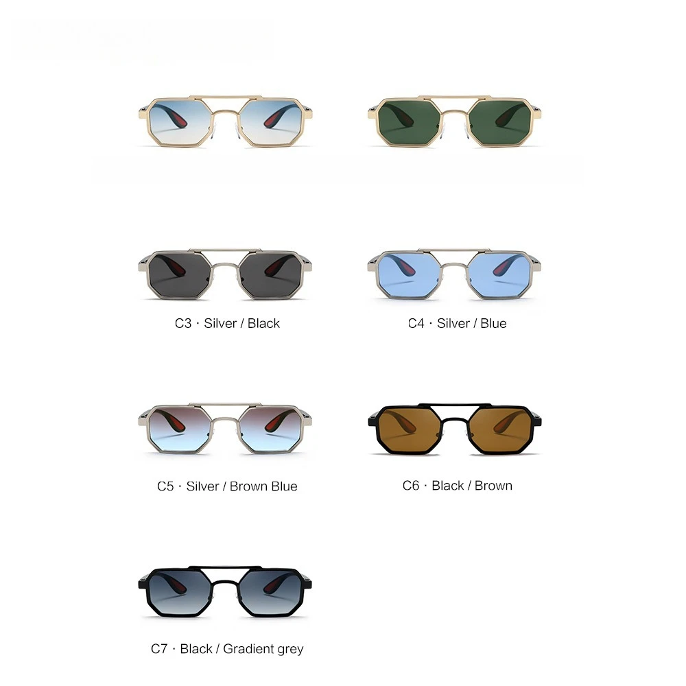 

European and American New Fashion Metal Sunglasses Polygonal Sunglasses Women's High-end Fashion Sunglasses Men