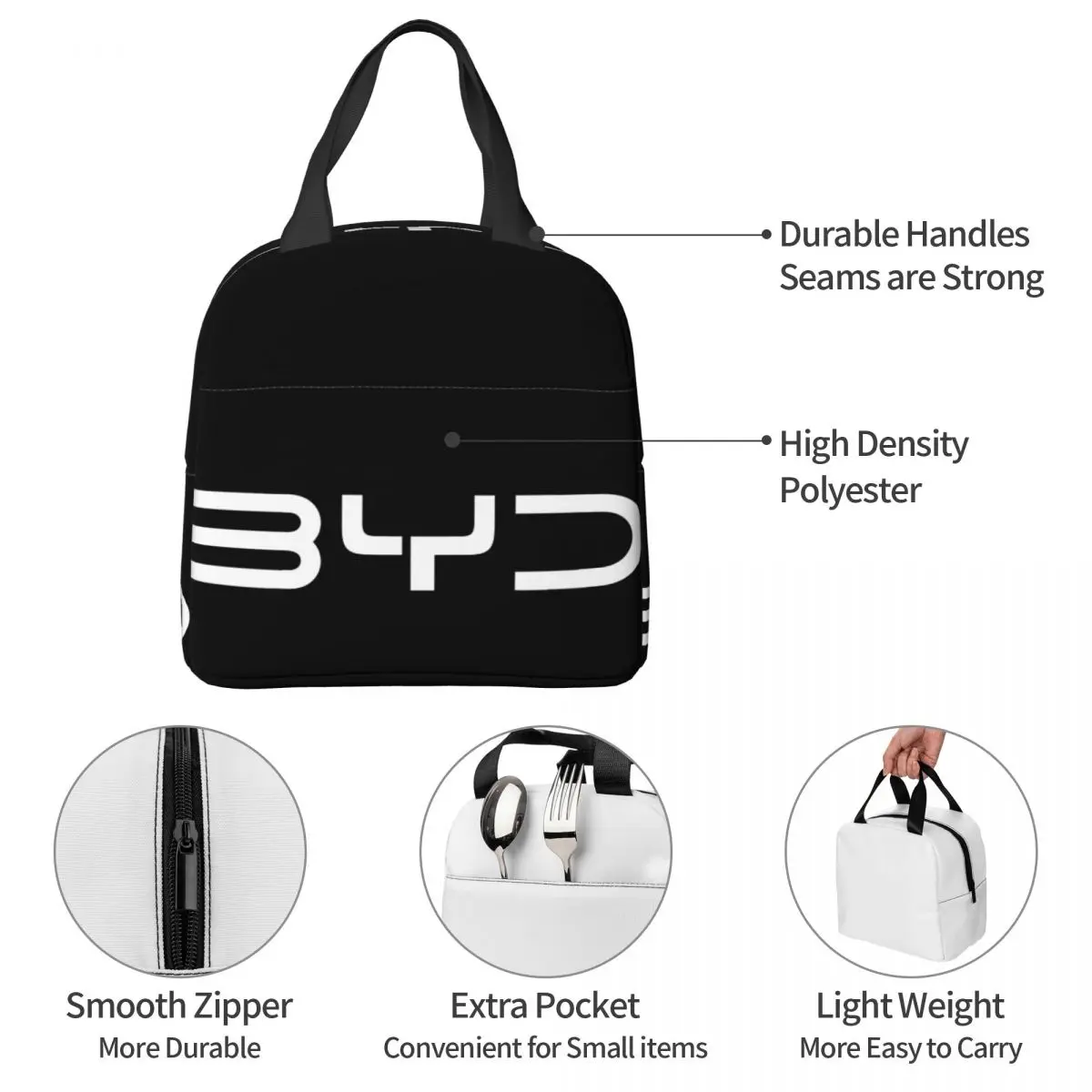 BYD-Lunch Bag unisexe portable, glacière isolée, boîte à bento alimentaire, nouveau