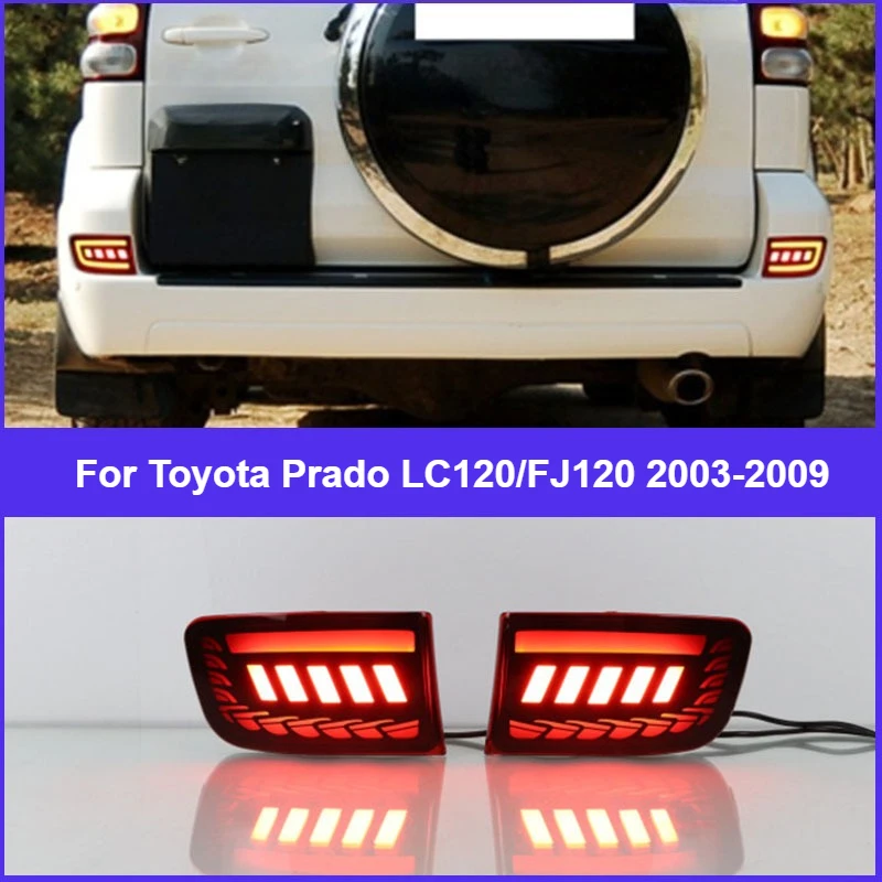 

For Toyota Prado LC120/FJ120 2003-2009 Led Rear Bumper Reflector Light Flowing Turn Signal Brake Light Modification Accessories