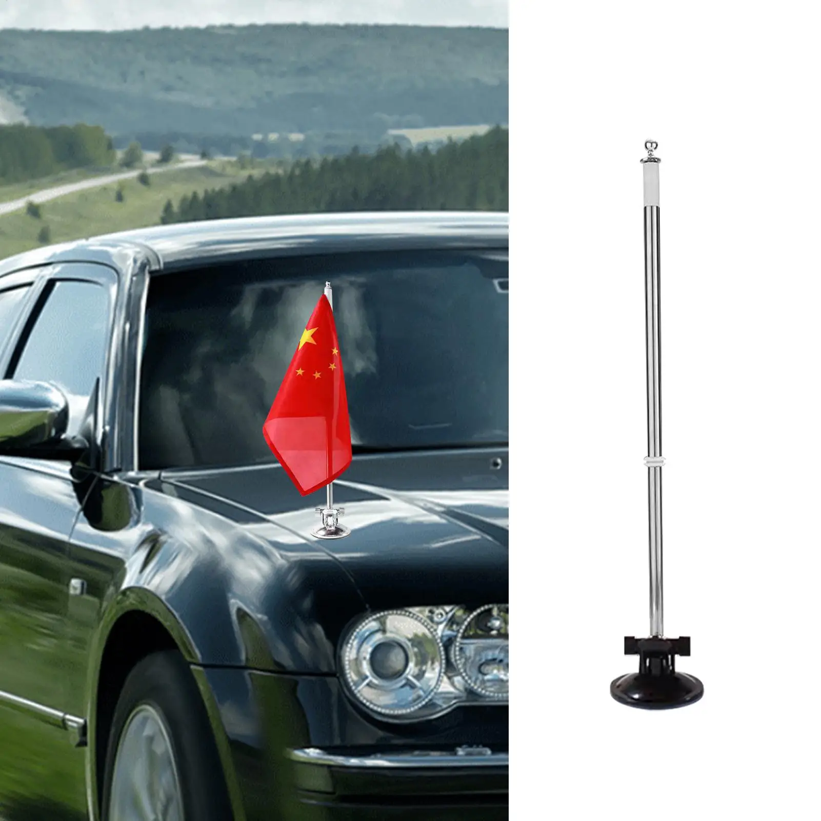 Universal Suction Cup Flag Pole Holder For Car, 50x8.5x8.5cm Flag Mount For SUV Truck, 260LBS Strong Parade Flag Bracket