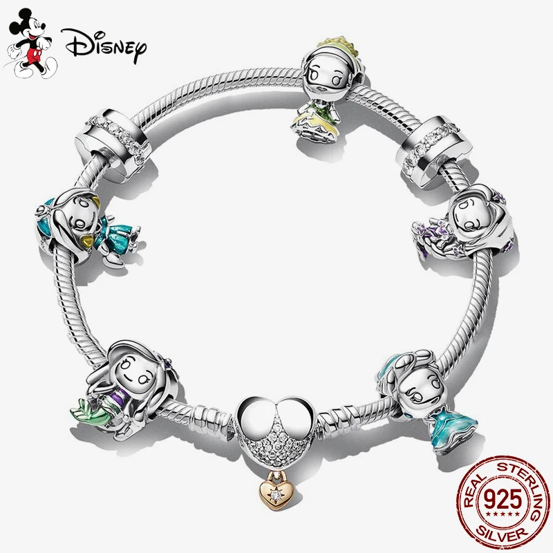 Mickey Stitch Disney Princess Series Charm Beads Fits Pandora Bracelets Women Silver Animal Pendant Bead DIY Fine Jewelry Gift