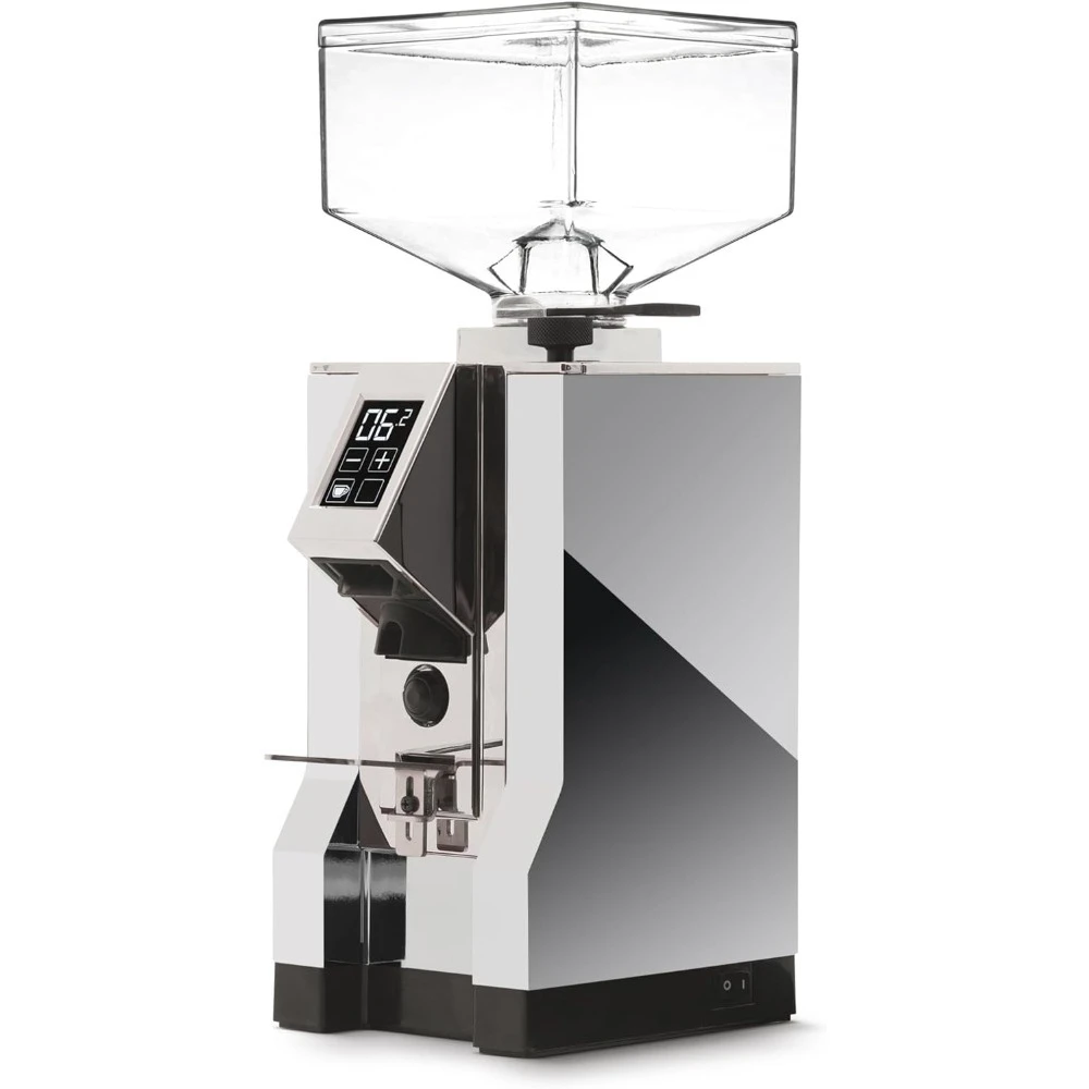نسخة مطورة - مطحنة اسبريسو، معزولة للصوت، نتوءات 55 مم بدون خطوات، شاشة تعمل باللمس، كروم، 6 بوصة طول × 6 بوصة عرض × 14 بوصة ارتفاع - شحن مجاني #1