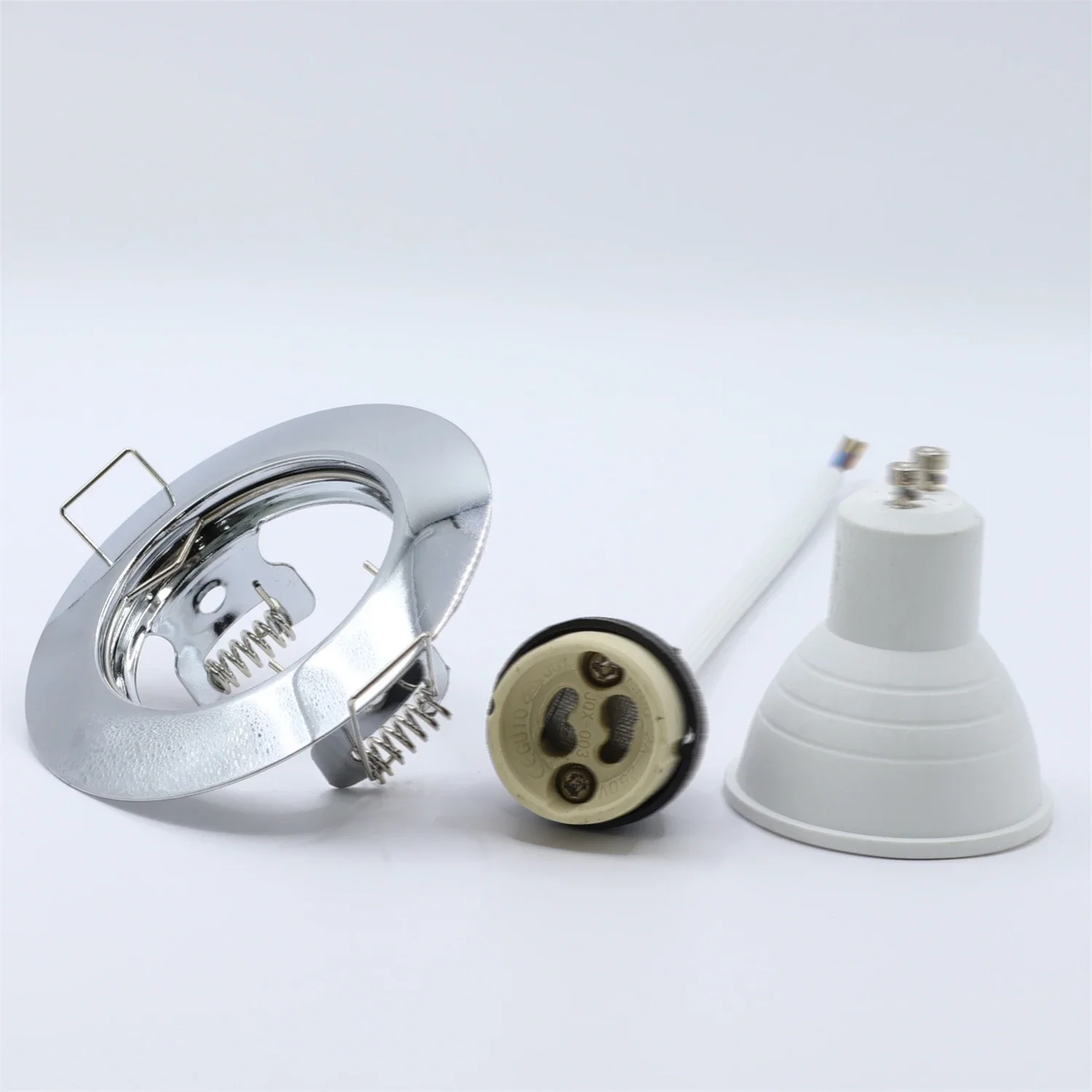 Zinc Alloy Round Chrome Color Cut Out 60mm LED Eyeball Recessed Ceiling Down Light Fixture Spotlight Fitting Frame