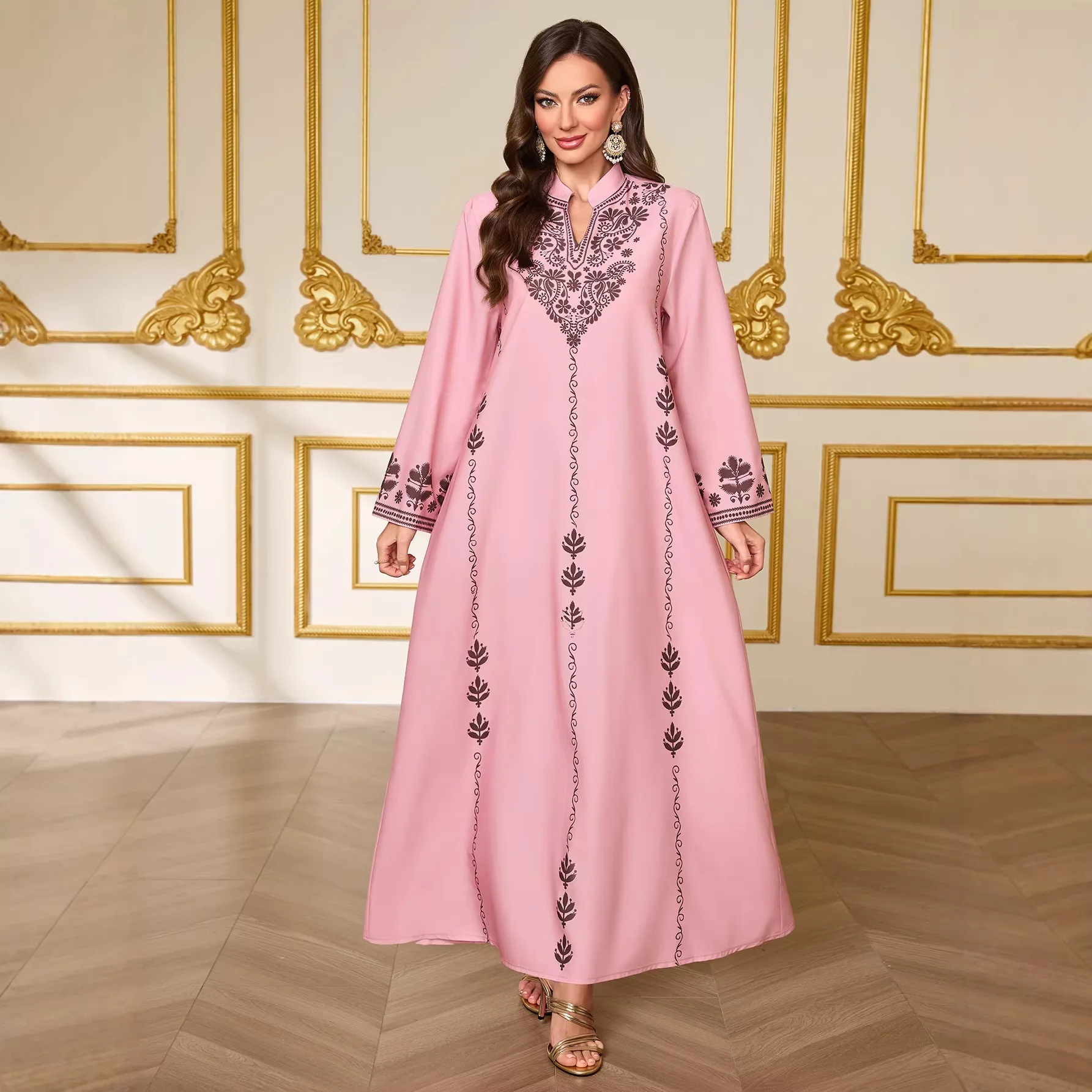 

Платье-абайя женское для праздника Ид, мусульманские праздничные платья, джалабия с принтом, исламские платья, арабская длинная роба, Рамадан, Марокко, Дубай, кафтан 2026