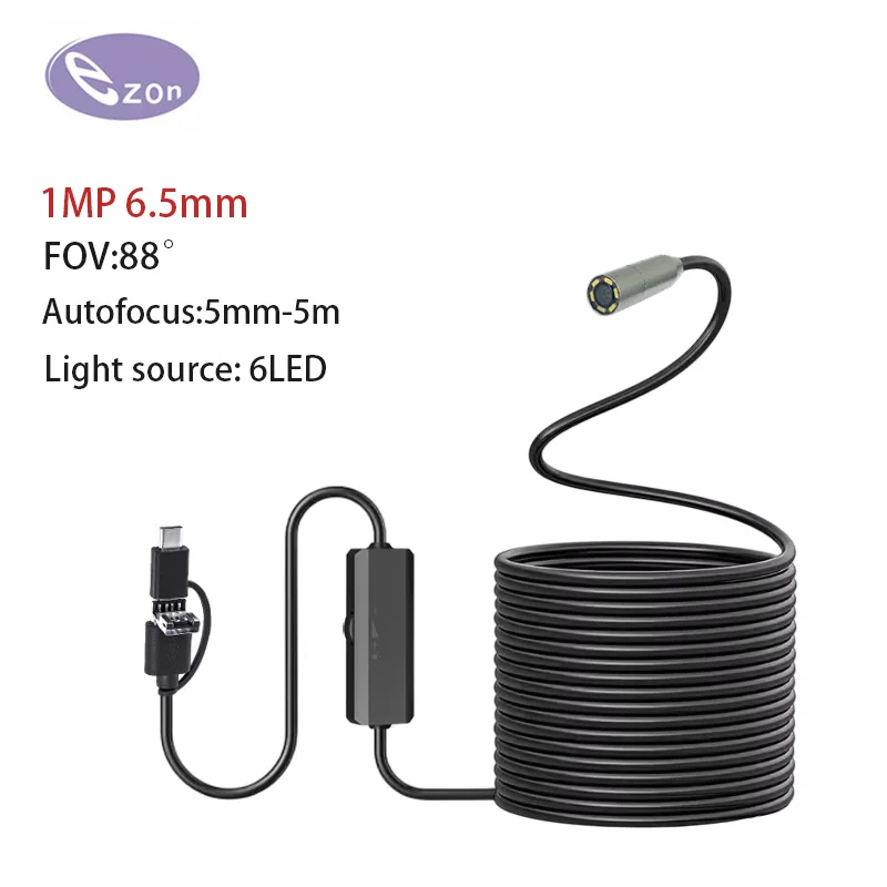 

Caméra endoscopique USB HD 720P, 6.5mm, avec 6 LED, câble Flexible 3.5M, Endoscope d'inspection étanche pour PC Android