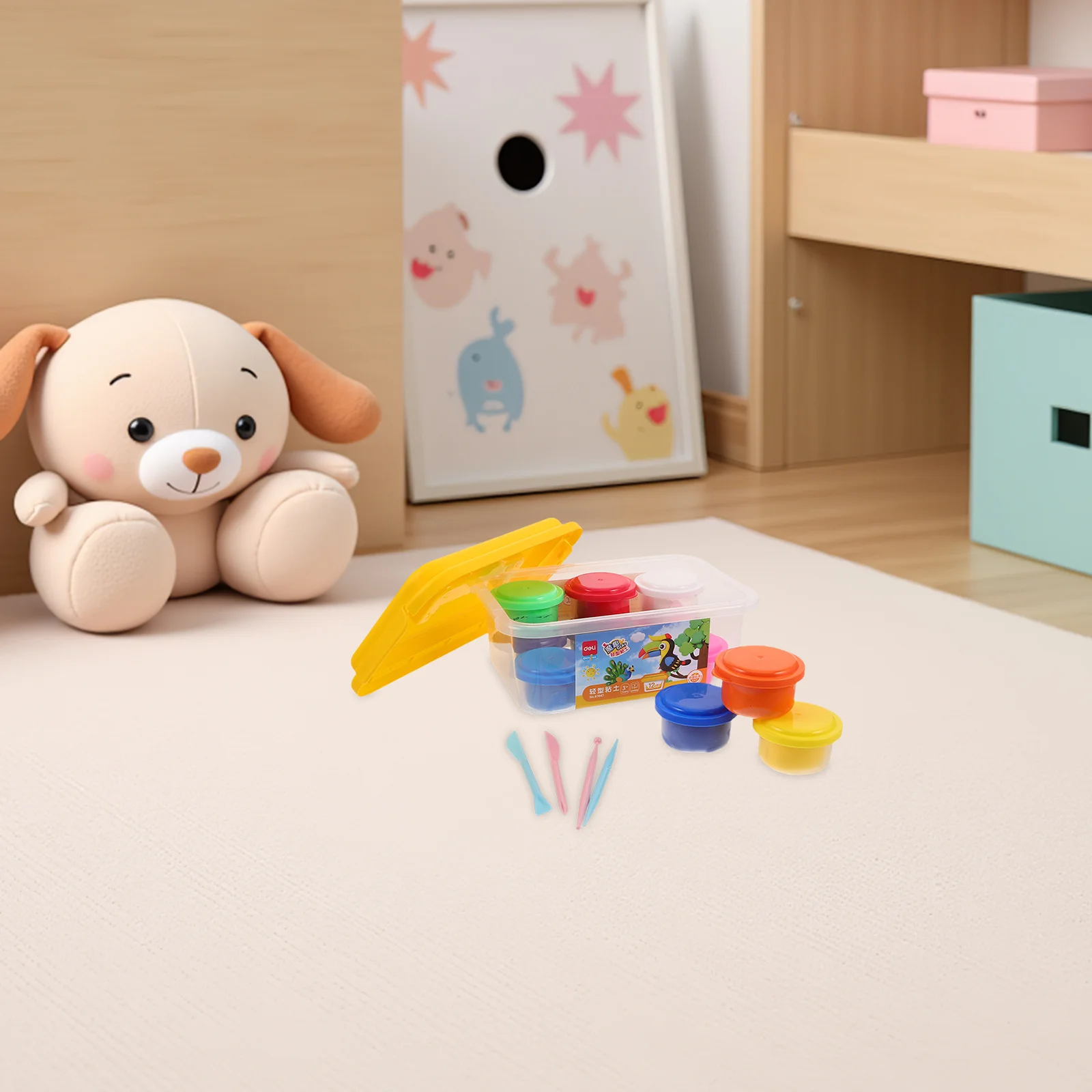 1Set kinderen Ultra Lichte Klei Set 12 Kleuren Droge Boetseerklei Kit voor Kinderen DIY Craft Projecten School thuisgebruik