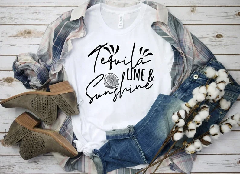 Tequila Lime and Sunshine Unisex T-shirt, Cinco De Mayo Shirt, Tequila Shirt, Mexico Shirt, Bachelorette Party Shirt 100% cotton