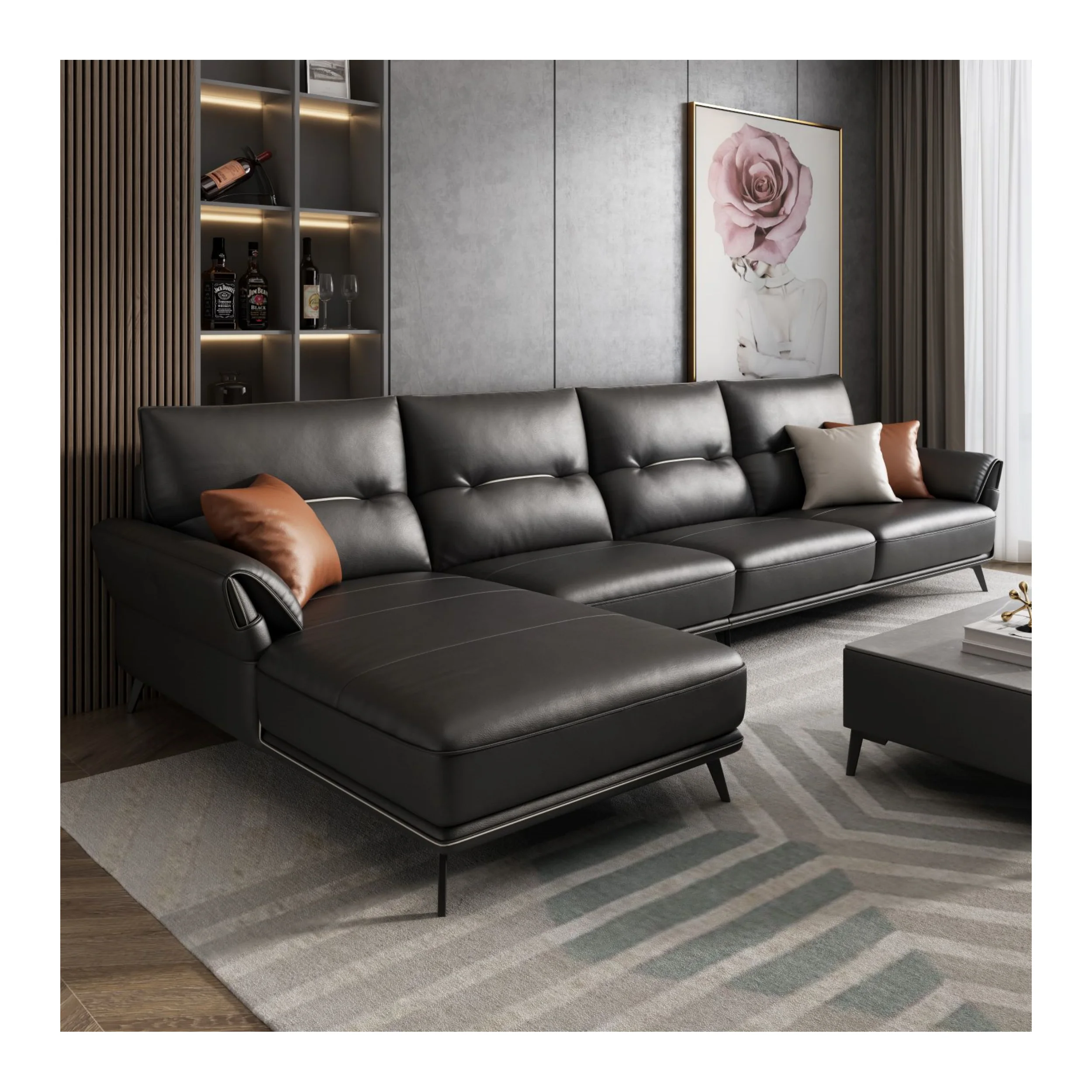 

Wholesale L Shape Sofa Living Room Home Italian Genuine Leather New L Shaped Sofa Designs Modern L Shape Sofa