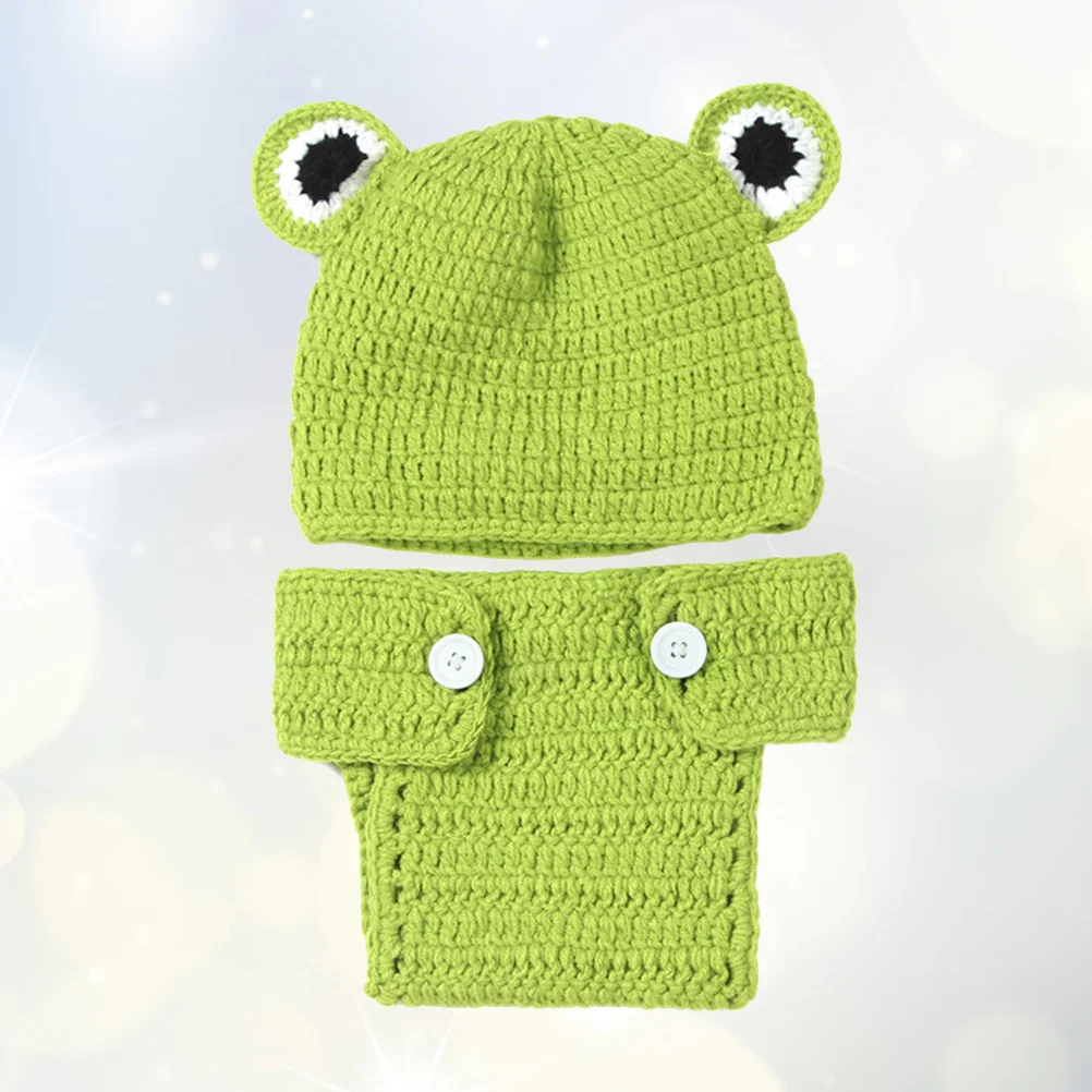 2 pezzi cappello di filato di lana per bambini puntelli per foto neonato costume fotografico lavorato a mano regalo costume verde neonato neonato